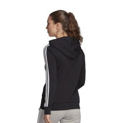 SUDADERA CON CAPUCHA ADIDAS ESSENTIALS 3 FRANJAS FELPA MUJER