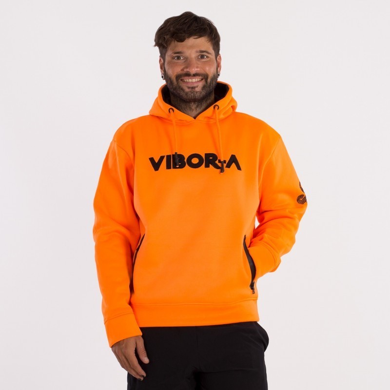 Sudadera vibor-a yarara hombre naranja fluor