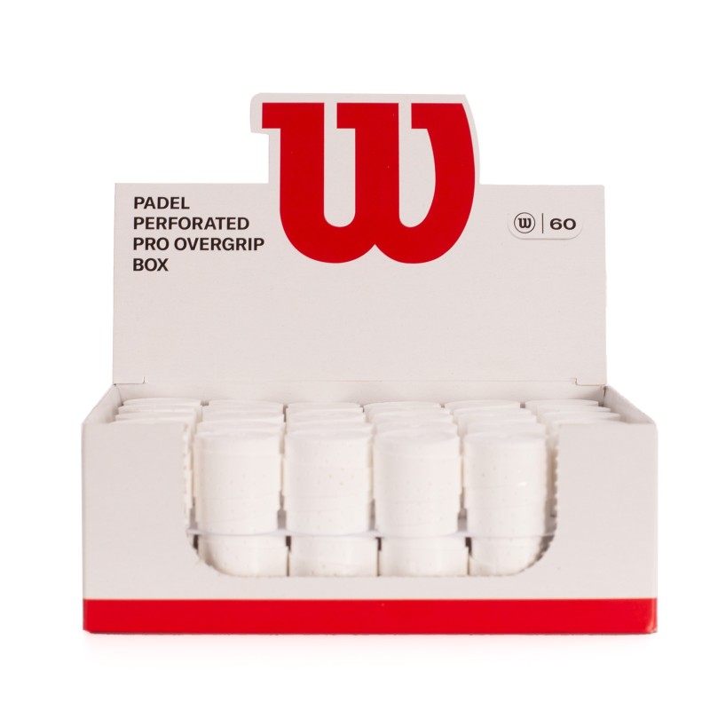 CAJA 60 OVERGRIPS WILSON PADEL BLANCO PRO PERFORADOS
