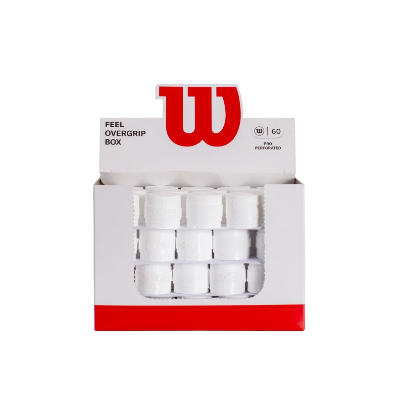 BOX OF 60 PERFORATED OVERGRIPS WILSON WHITE PRO